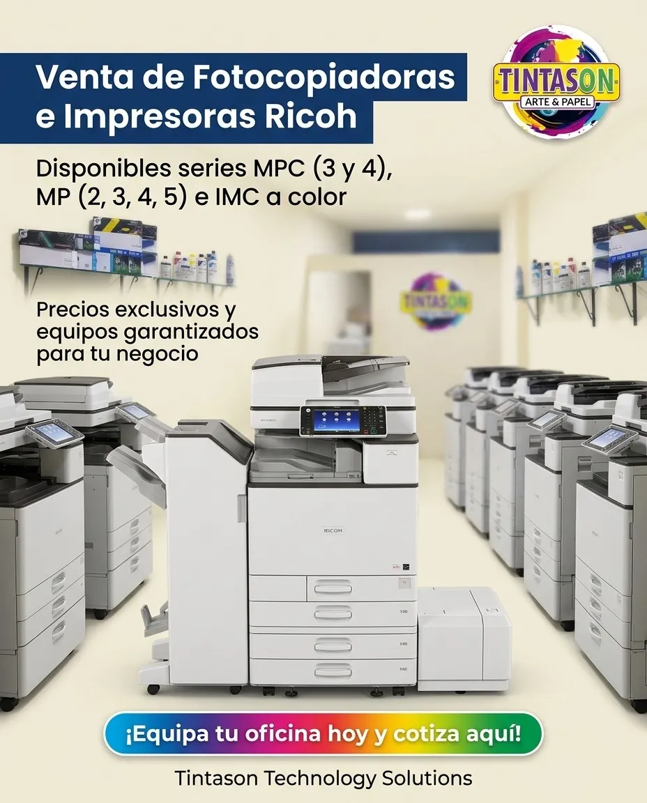 Venta de fotocopiadoras e impresoras Ricoh: series MPC, MP e IMC